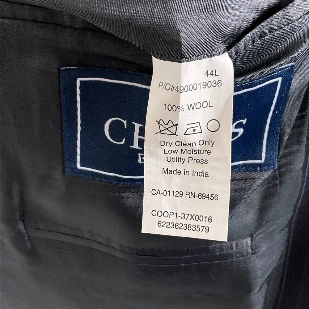 Chaps Ralph Lauren Blazer‎ Men 44 Long Blue Pinstripe Classic Career Wool Jacket